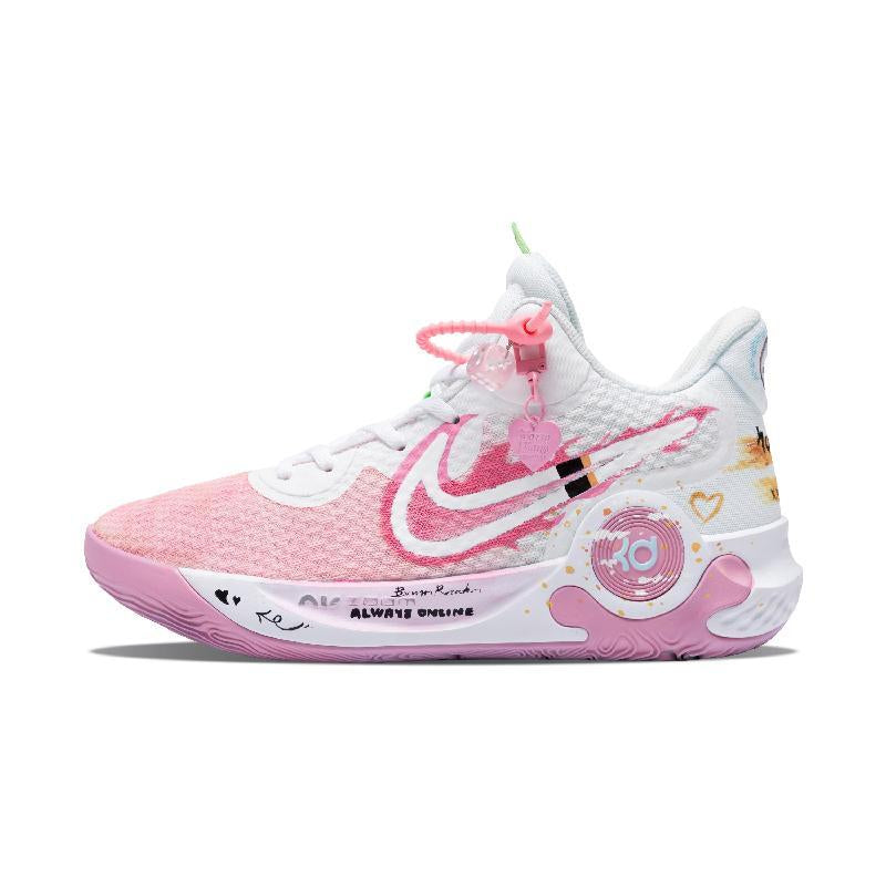 [Custom Pink Flame Encounter]  KD Trey 5 IX Vintage Basketball Shoes Unisex Mid-top White/pink