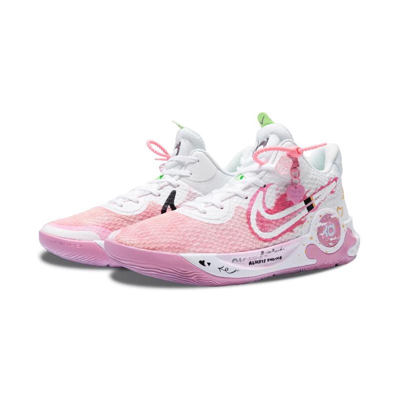 [Custom Pink Flame Encounter]  KD Trey 5 IX Vintage Basketball Shoes Unisex Mid-top White/pink