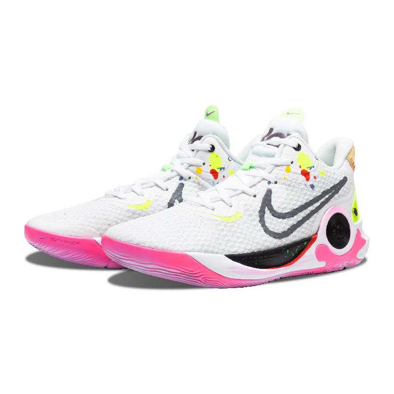[Custom Neon District]  KD Trey 5 IX Vintage Basketball Shoes Unisex Mid-top White/pink