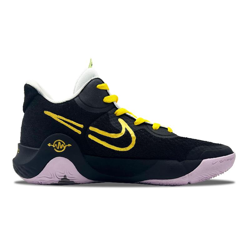 [Custom The lone warrior]  KD Trey 5 IX Vintage Basketball Shoes Unisex Mid-top Black/Gold