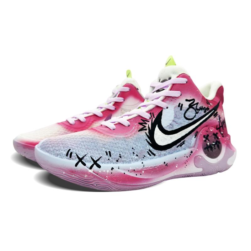 [Custom The same kind of funny thump for both men and women]  KD Trey 5 IX Vintage Basketball Shoes Unisex Mid-Top White/Black/Pink