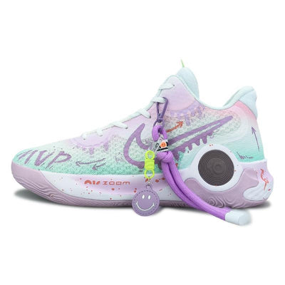 [Custom The same settlement interface for both men and women]  Trey 5 Vintage Basketball Shoes Unisex Mid-top Pink/green/purple