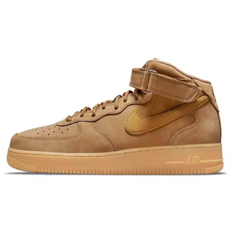 [Custom Financial freedom for both men and women]  Air Force 1 Skateboard Shoes Unisex Mid-Top Black Brown