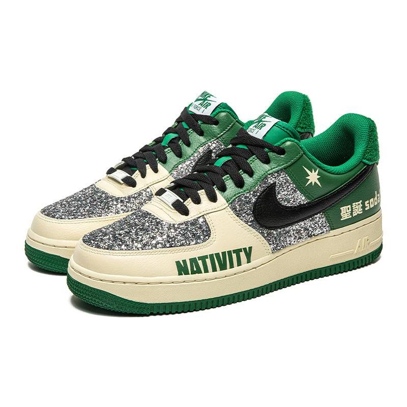 [Custom Men's off-white and green Christmas]  Air Force 1 Skateboarding Shoes Men