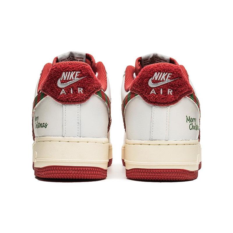 [Custom Men's red Christmas]  Air Force 1 Skateboarding Shoes Men Low-top White/Red