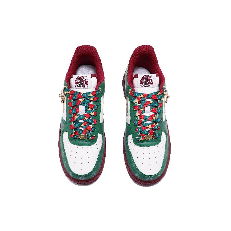 [Custom Women's Christmas green gold hook]  Air Force 1 Skateboarding Shoes Women's
