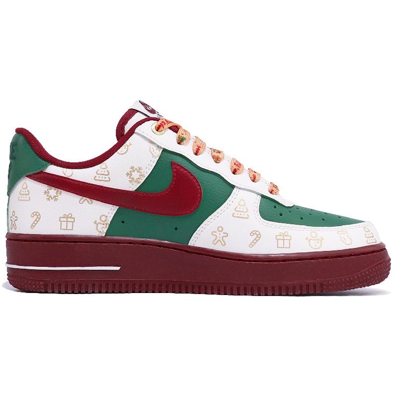 [Custom Women's Christmas green gold snowflake]  Air Force 1 Skateboarding Shoes Women's
