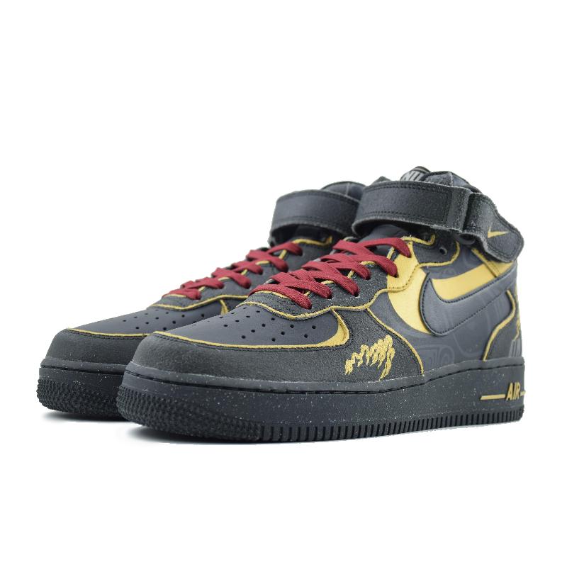 [Custom The men's style was wrongly deposited]  Air Force 1 Skateboard Shoes Men Mid-Top Black/Gold