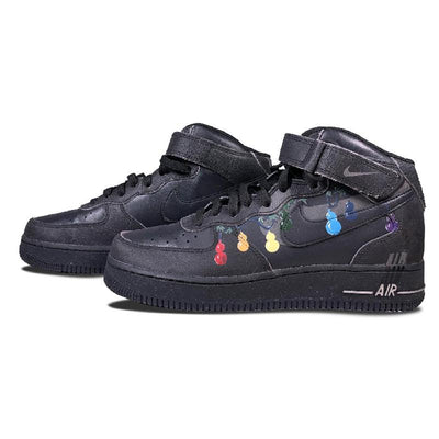 [Custom Huluwa]  Air Force 1 Skateboarding Shoes Men Mid-top Red/Blue/Yellow