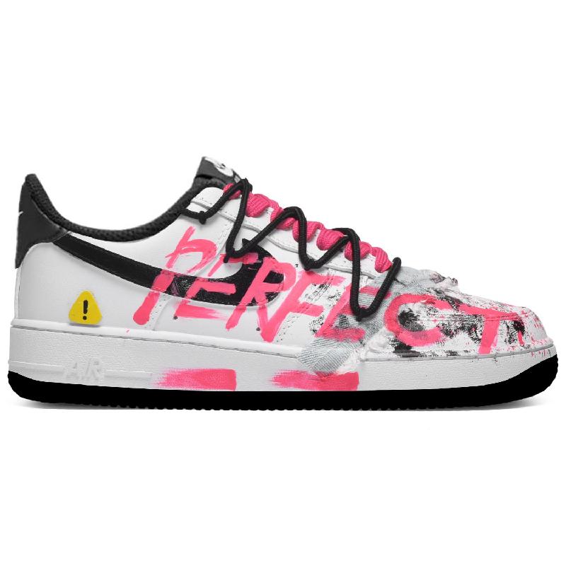 [Custom Perfectionist black and white roses for both men and women]  Air Force 1 Skateboarding Shoes Unisex Low-top Black And White Roses