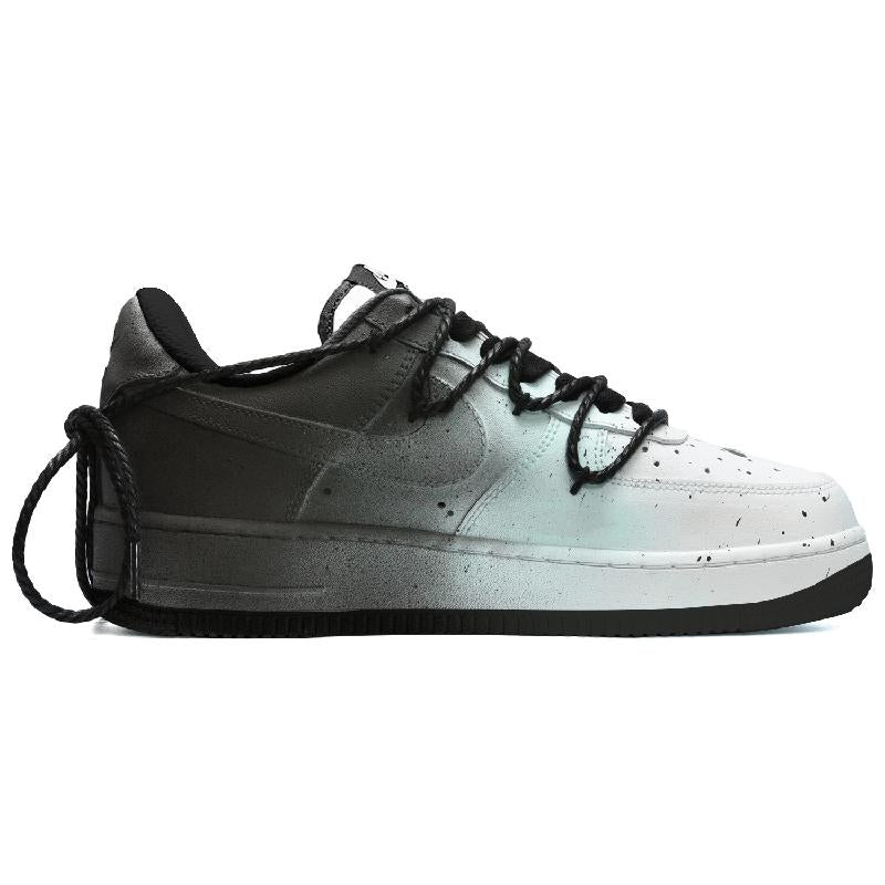 [Custom Men's graffiti party in black and green]  Air Force 1 Skateboarding Shoes Men Low-top Black/Green