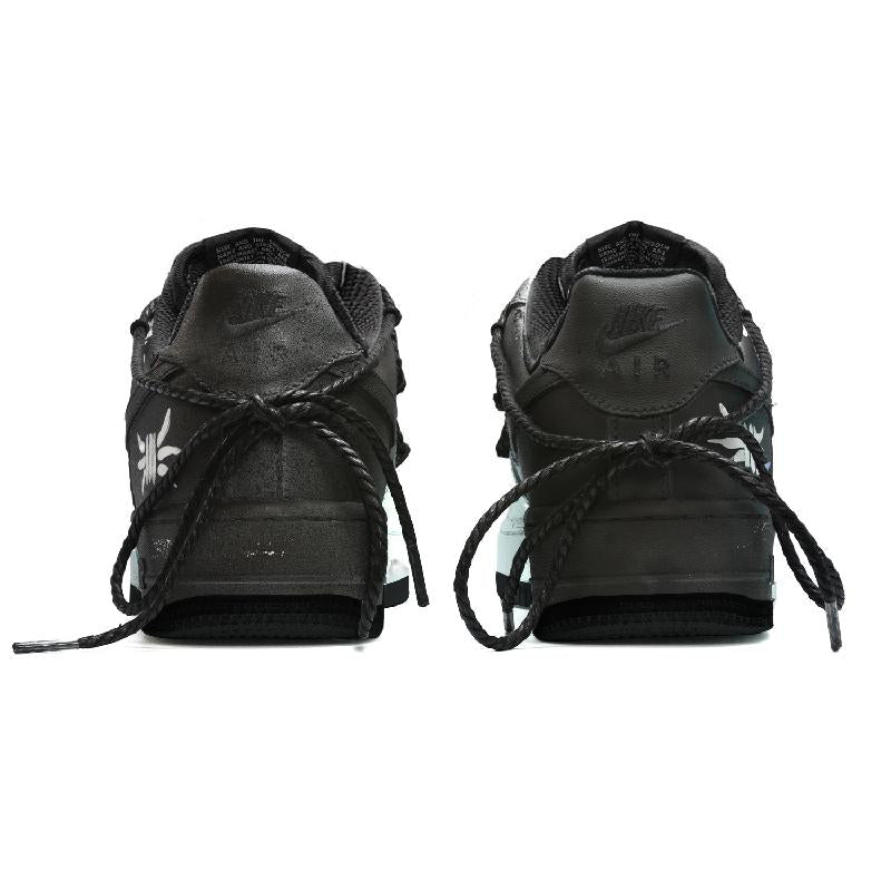 [Custom Men's graffiti party in black and green]  Air Force 1 Skateboarding Shoes Men Low-top Black/Green