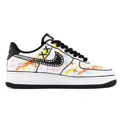 [Custom Linear graffiti A]  Air Force 1 Skateboarding Shoes Unisex Low-top White