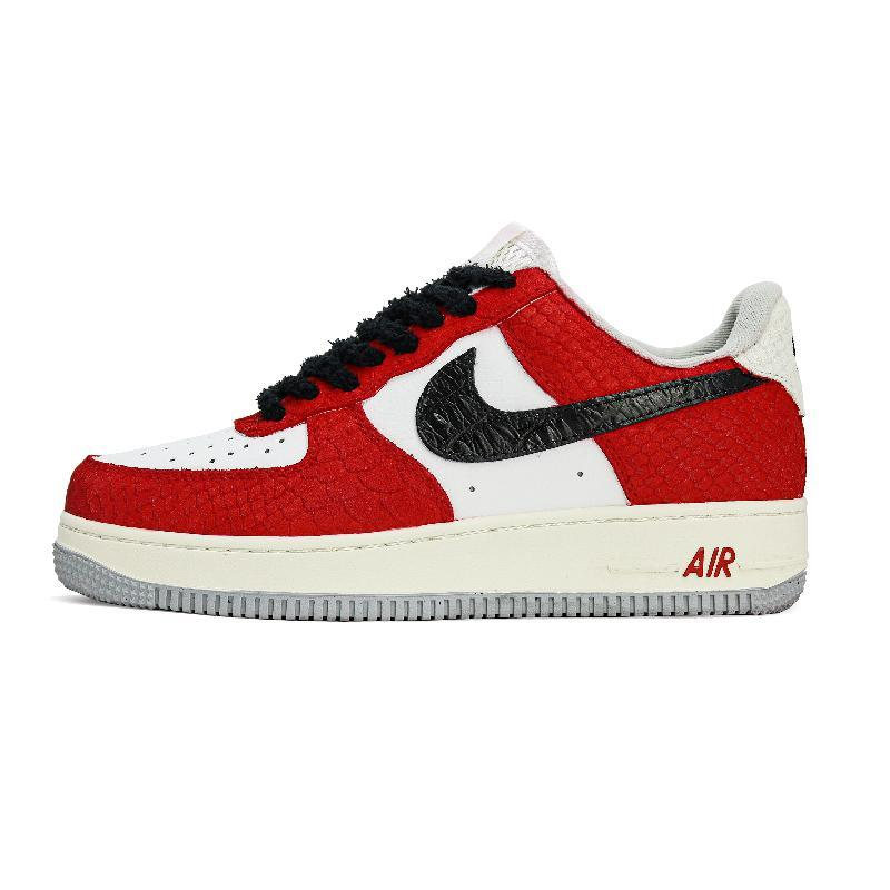 [Custom Snake dance for the Spring Festival]  Air Force 1 Skateboard Shoes Unisex Low-Top Black/Red/White