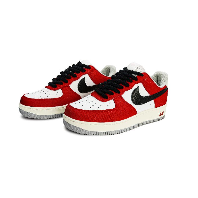 [Custom Snake dance for the Spring Festival]  Air Force 1 Skateboard Shoes Unisex Low-Top Black/Red/White