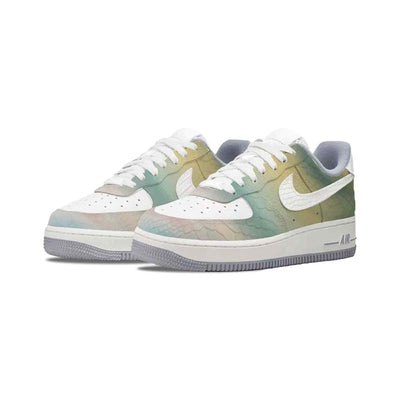 [Custom Iridescent snake spirit]  Air Force 1 Skateboard Shoes Women's Low-Top Yellow/Green/White