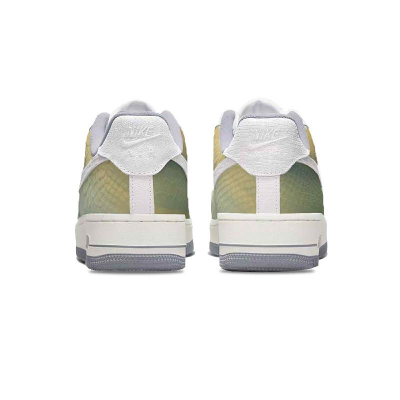 [Custom Iridescent snake spirit]  Air Force 1 Skateboard Shoes Women's Low-Top Yellow/Green/White