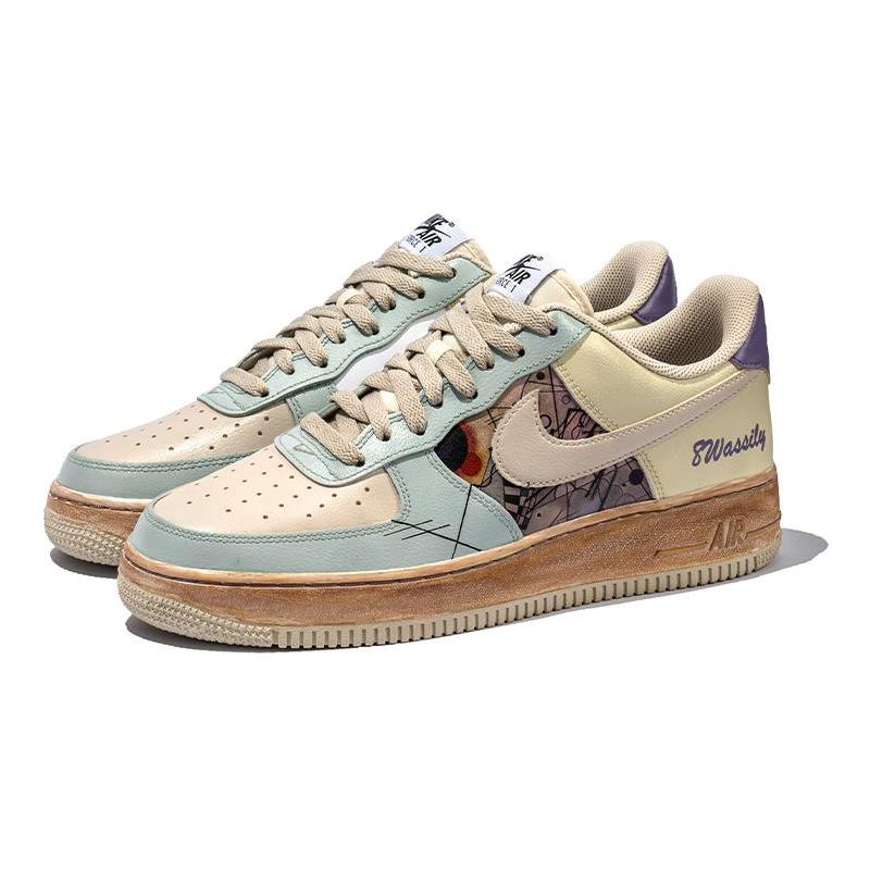 [Custom Composition style]  Air Force 1 Skateboarding Shoes Unisex Low-top Beige Yellow