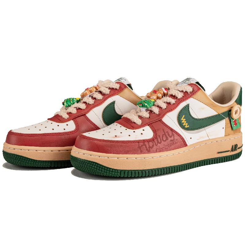 [Custom Cartoon Christmas]  Air Force 1 Skateboard Shoes Women's Low-Top Green