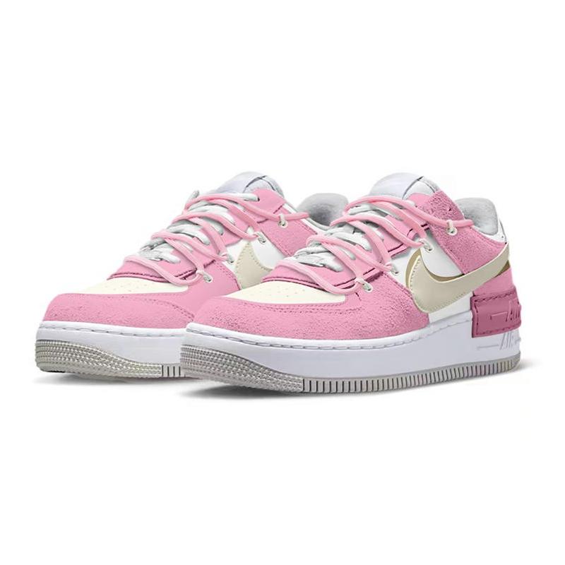 [Custom Sakura Pudding]  Air Force 1 Skateboarding Shoes Women's Low-top Beige