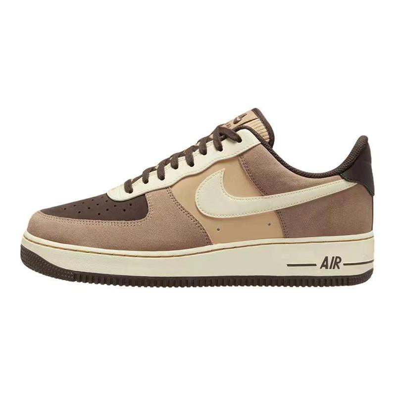 [Custom Lazy giant panda]  Air Force 1 Skateboard Shoes Men Low-Top Light Brown