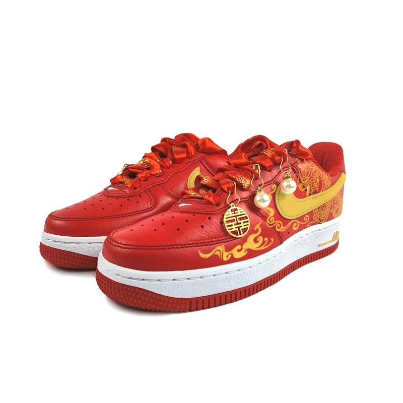 [Custom Xilong]  Air Force 1 Skateboard Shoes Unisex Low-Top Gold
