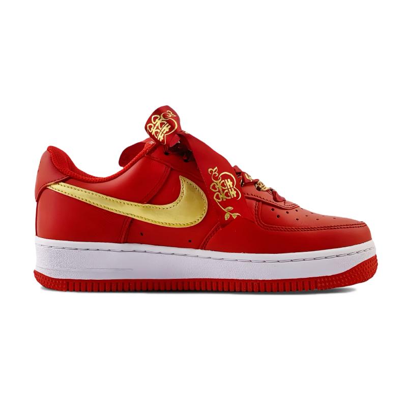 [Custom Rose vow wedding shoes]  Air Force 1 Skateboarding Shoes Unisex Low-top Red/Gold