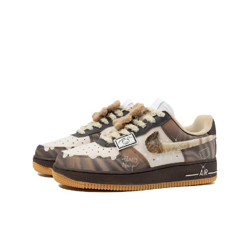 [Custom Hot winter]  Air Force 1 Skateboard Shoes Women's Low-Top Beige