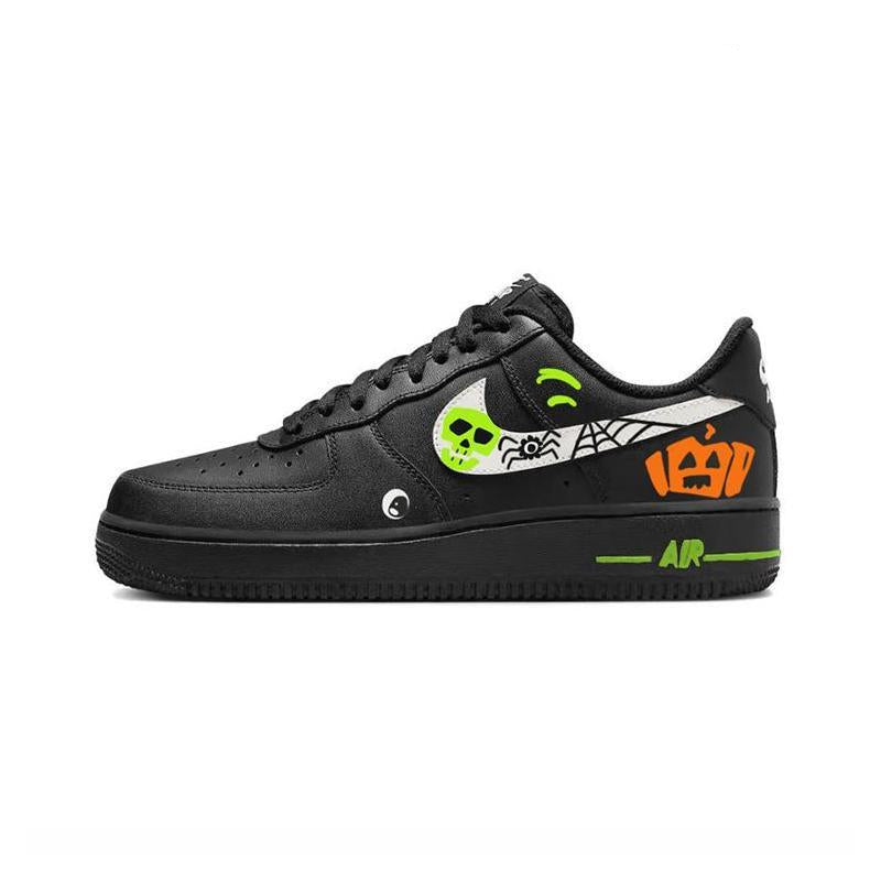[Custom Halloween Signal]  Air Force 1 Skateboard Shoes Unisex Low-Top Black/Green/Orange