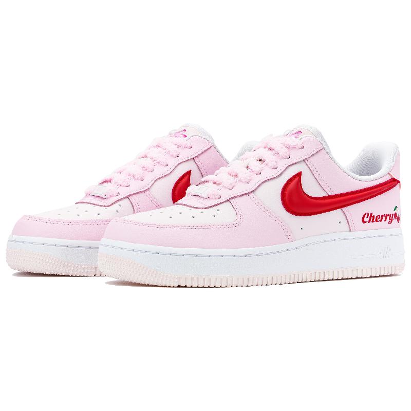 [Custom Cherry Cream]  Air Force 1 Skateboard Shoes Women's Low-Top White/Pink/Red
