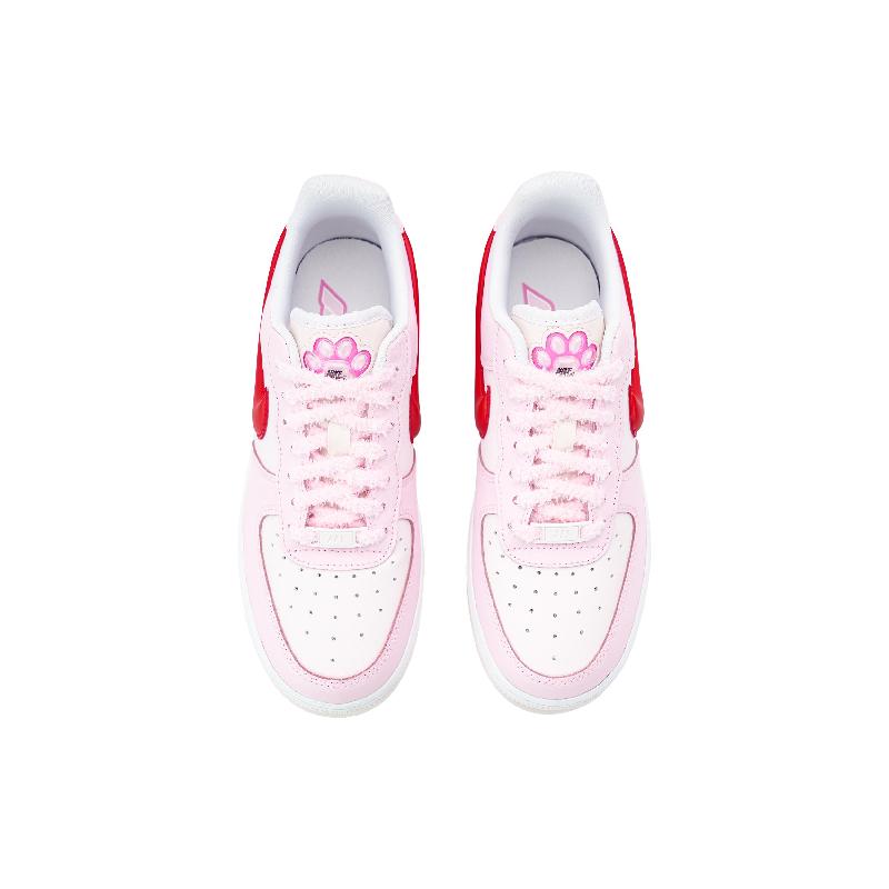 [Custom Cherry Cream]  Air Force 1 Skateboard Shoes Women's Low-Top White/Pink/Red