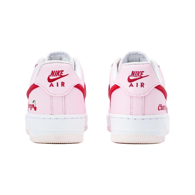 [Custom Cherry Cream]  Air Force 1 Skateboard Shoes Women's Low-Top White/Pink/Red