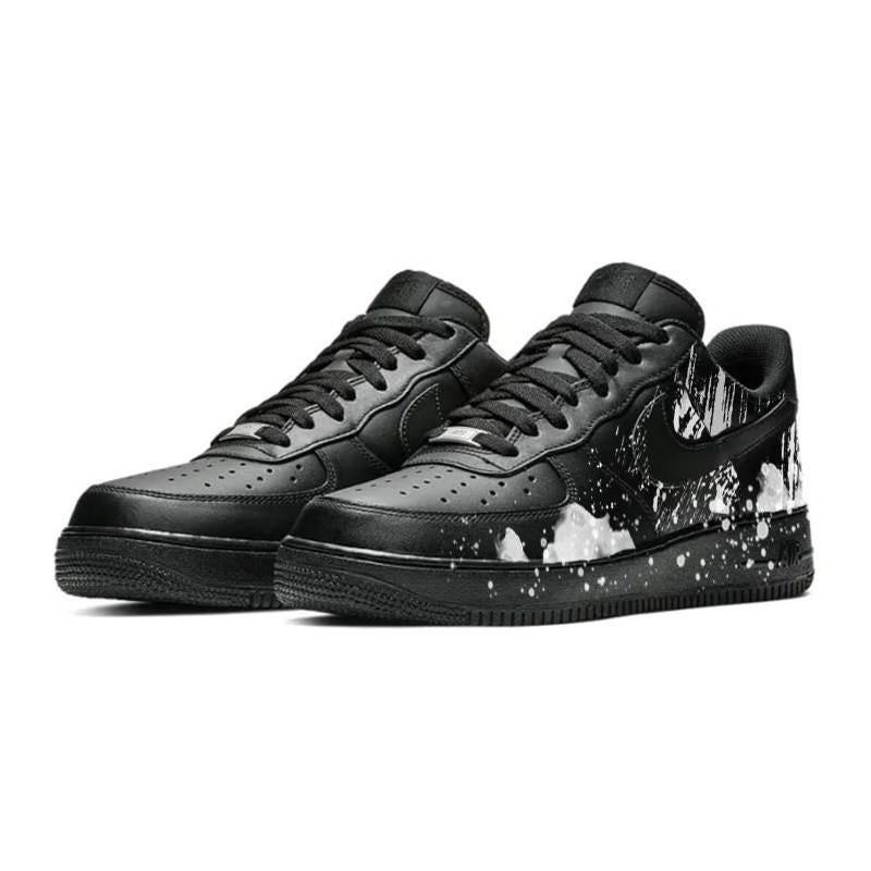 [Custom Splash ink]  Air Force 1 Skateboarding Shoes Unisex Low-top White/black