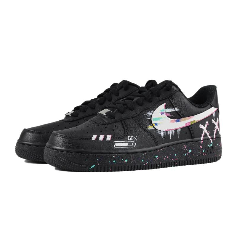 [Custom Black and white for men and women on the street in the dark night]  Air Force 1 Skateboarding Shoes Unisex