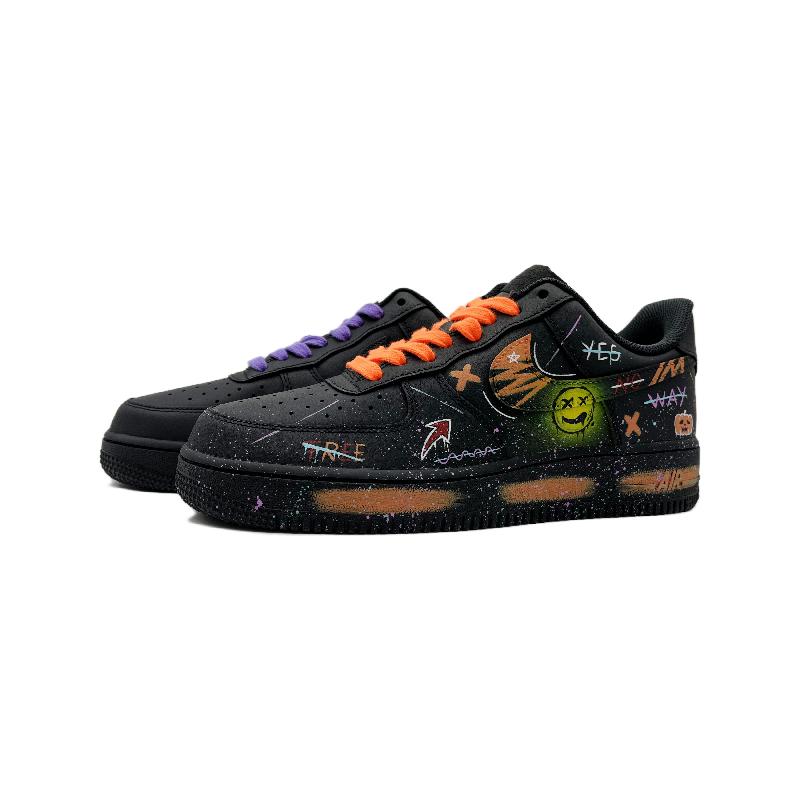 [Custom Infinite Reversal]  Air Force 1 Skateboard Shoes Unisex Low-Top Black