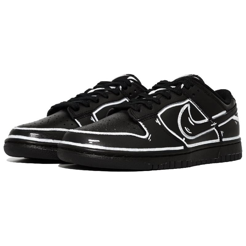 [Custom Dimensional Black Knight S-BOX]  Dunk Skateboarding Shoes Unisex Low-top White