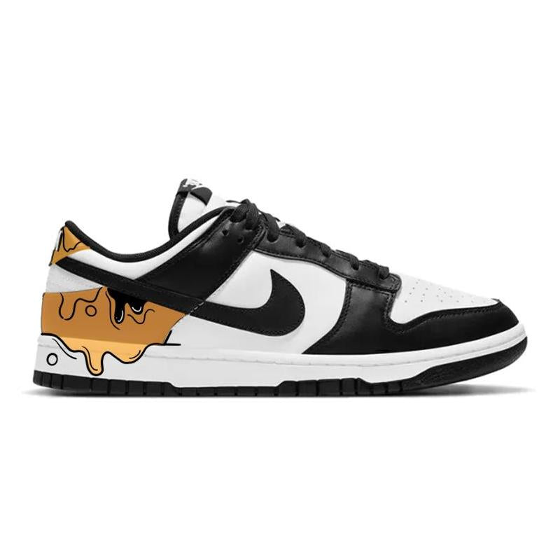 [Custom Yellow Runny Core]  Dunk Skateboarding Shoes Unisex Low-top White/black