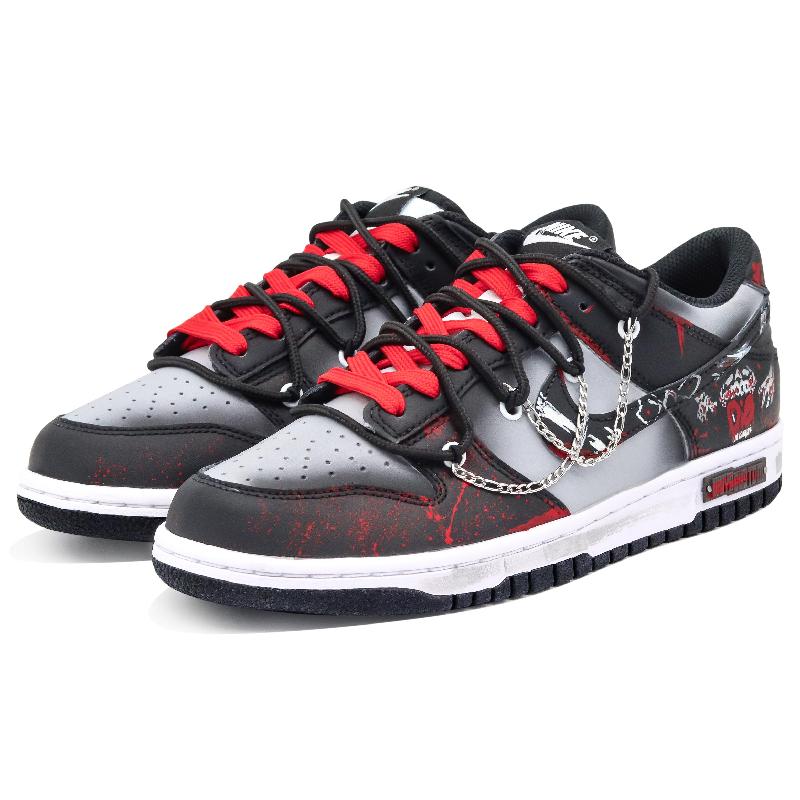 [Custom Scream]  Dunk Skateboarding Shoes Unisex Low-top Black/Red