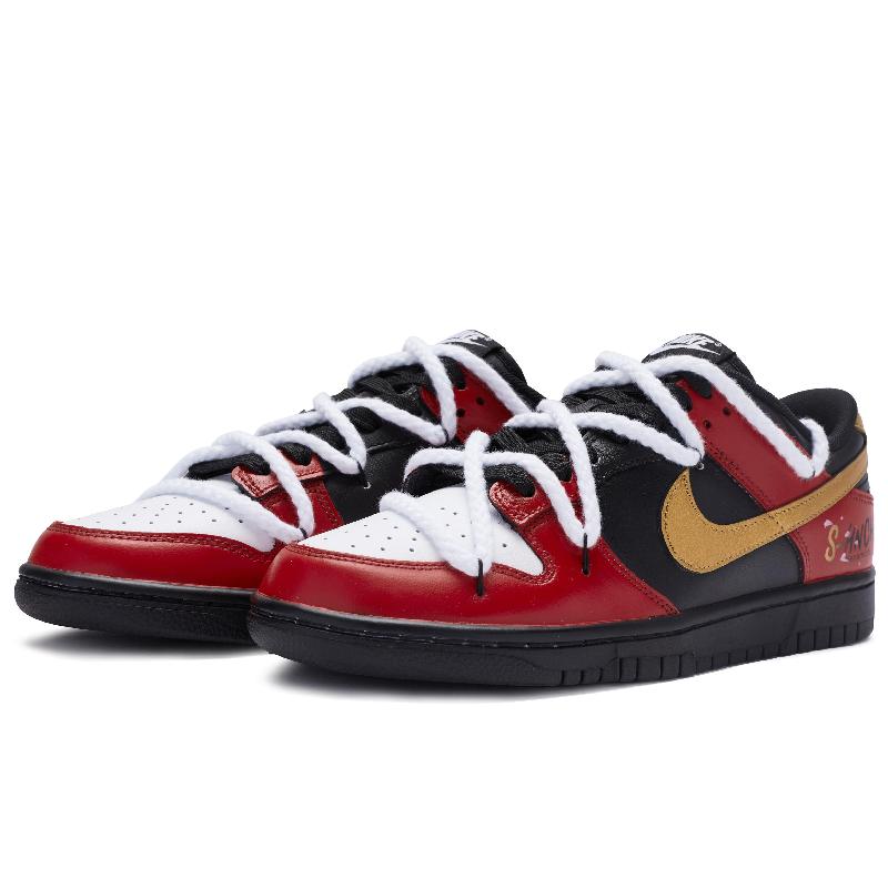[Custom The male genius Sakuragi]  Dunk Skateboarding Shoes Men Low-top Red, Black, White Gold