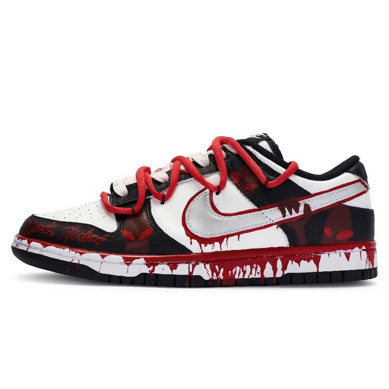 [Custom Male Shadow cult]  Dunk Skateboarding Shoes Unisex Low-top Silver/White