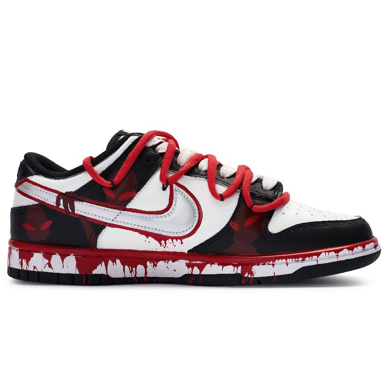 [Custom Male Shadow cult]  Dunk Skateboarding Shoes Unisex Low-top Silver/White