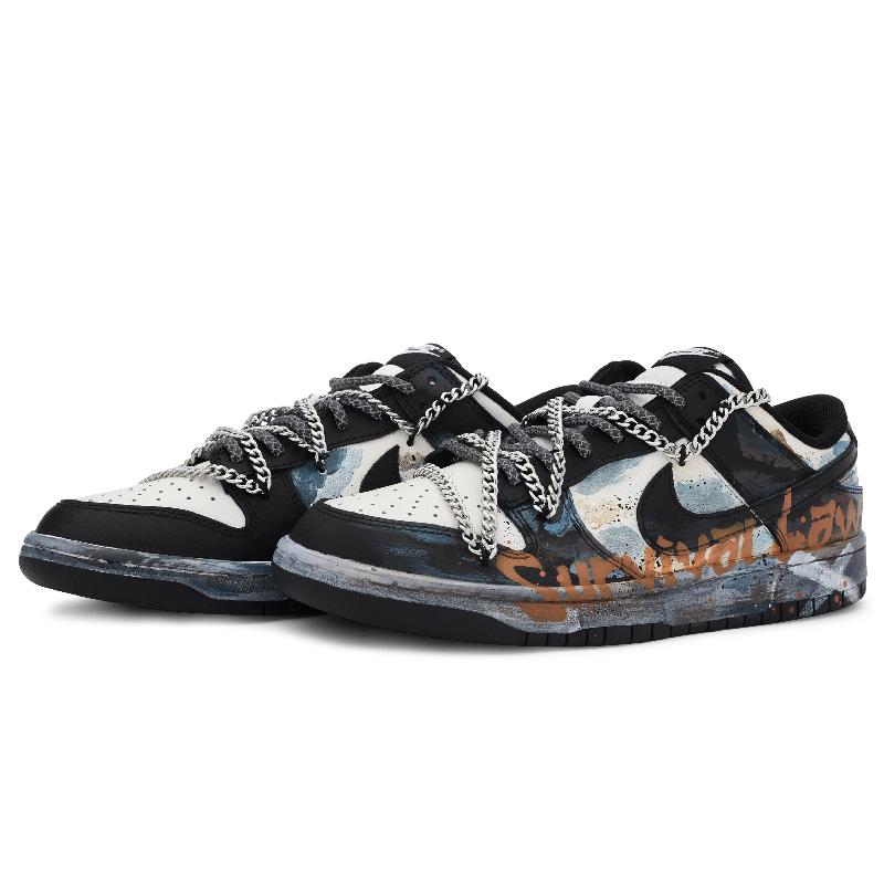 [Custom Survival rules for men]  Dunk Skateboarding Shoes Men Low-top Blue/off-white