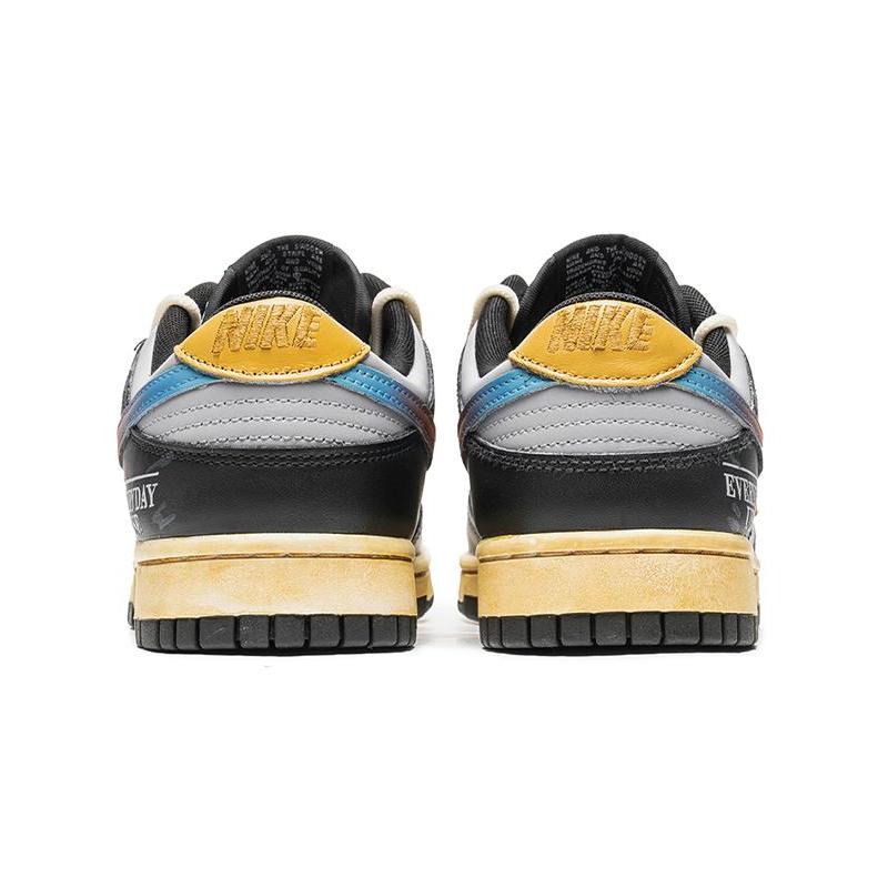 [Custom Men's style: Dazzling grey and black]  Dunk Skateboarding Shoes Men Low-top Gray