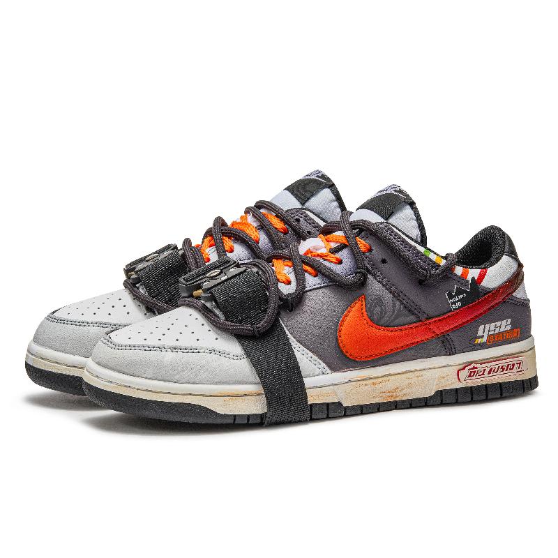 [Custom A Journey of Survival]  Dunk Skateboarding Shoes Unisex Low-top Black/Gray/Orange