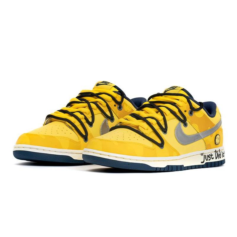 [Custom Men's yellow camouflage deconstructed shoelaces]  Dunk Skateboarding Shoes Men
