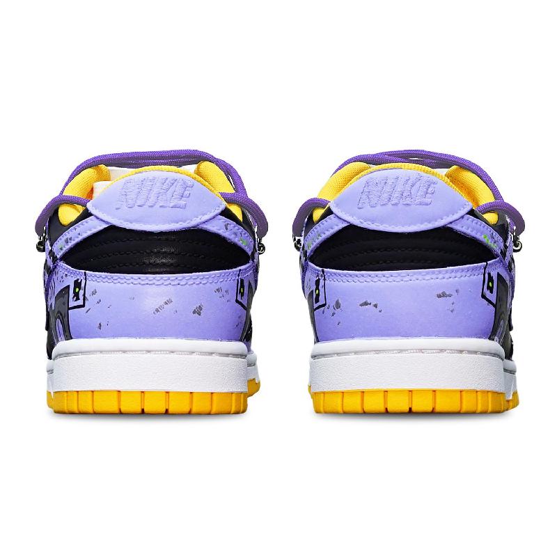[Custom Dark Battle Damage Blue-violet S-BOX]  Dunk Skateboarding Shoes Men