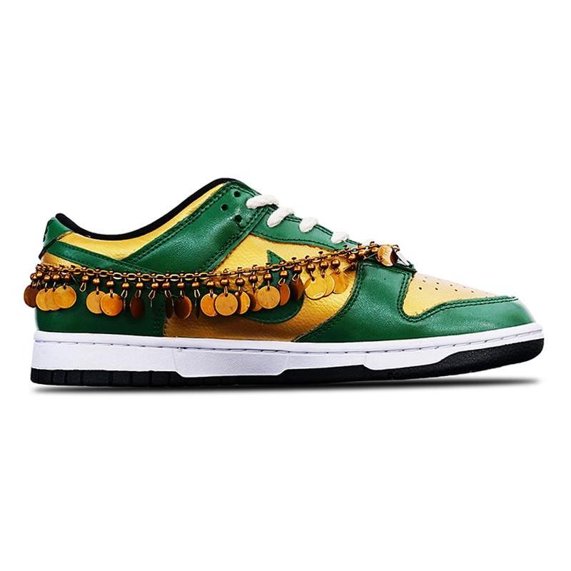 [Custom Men's Gibberro]  Dunk Skateboarding Shoes Men Low-top Green/Gold