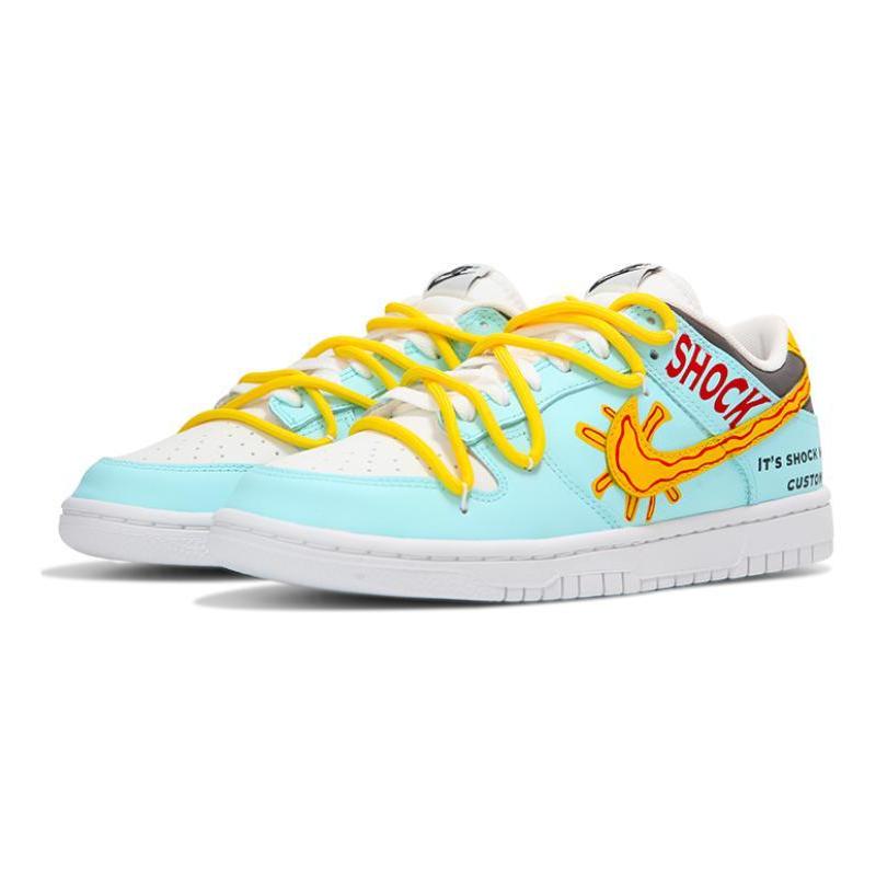 [Custom Male Sun Style]  Dunk Skateboarding Shoes Men Low-top Blue/Orange