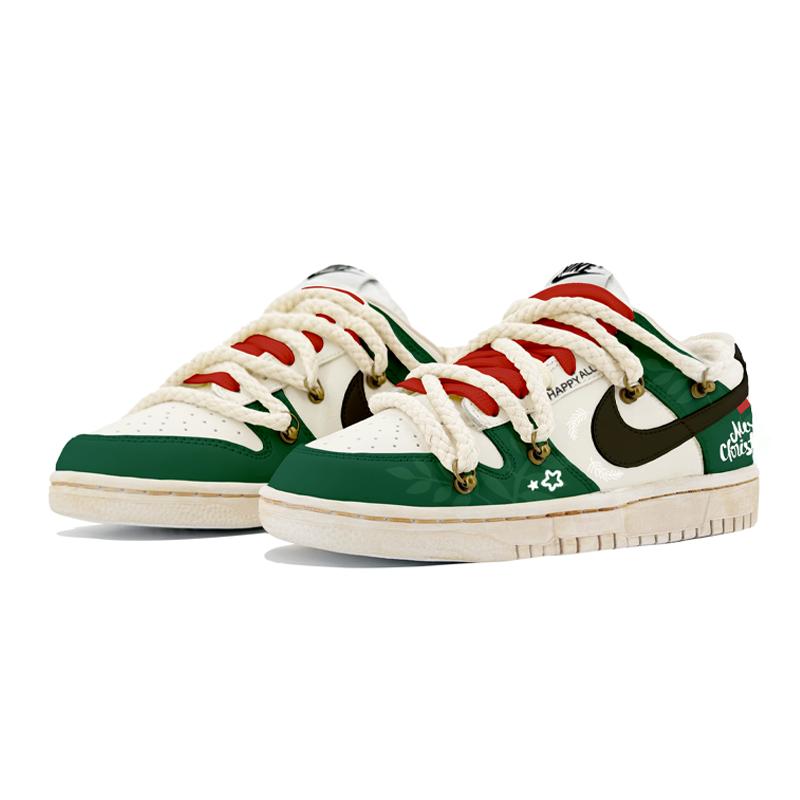 [Custom Jingle bells]  Dunk Skateboarding Shoes Men Low-top Mi/Green/Black