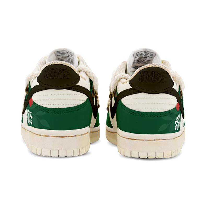 [Custom Jingle bells]  Dunk Skateboarding Shoes Men Low-top Mi/Green/Black